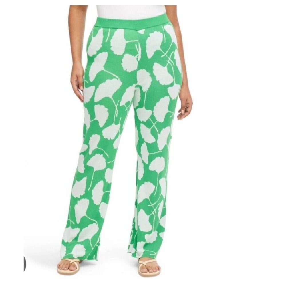 Diane Von Furstenberg Target sz XXL High Waist Ginkgo Green Knit Flare Pants